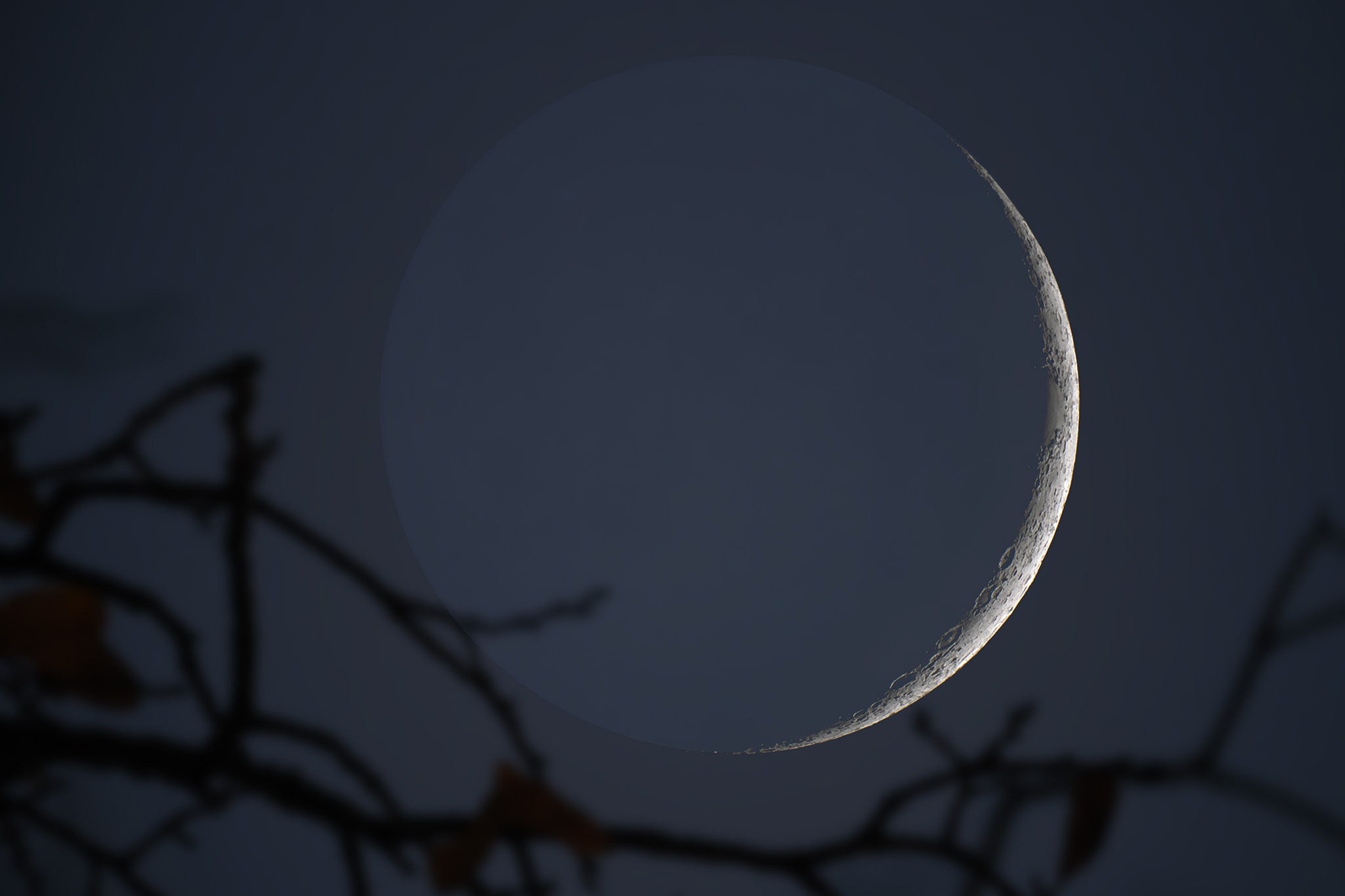 December Solstice Crescent Moon with Earthshine